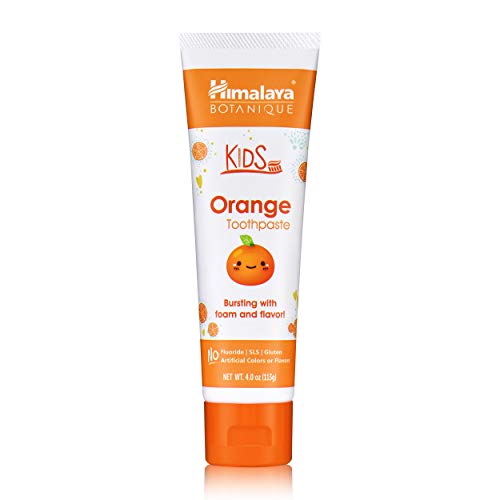 Himalaya Botanique Kids Toothpaste – Fluoride Free, Herbal, Orange Flavor | 4 oz, 2 Pack