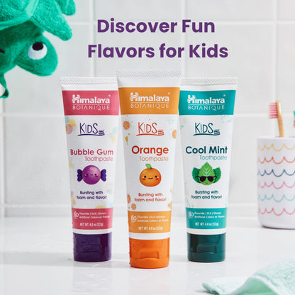 Himalaya Botanique Kids Toothpaste – Herbal, Fluoride Free, Bubble Gum (4 Pack)