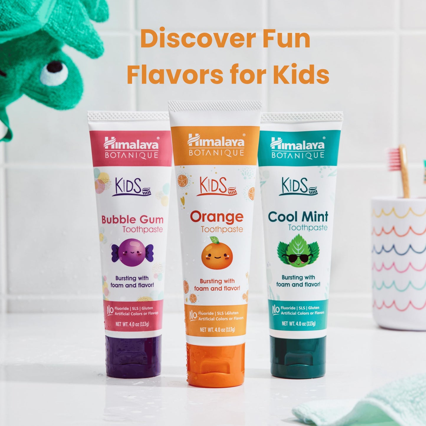 Himalaya Botanique Kids Toothpaste – Fluoride Free, Herbal, Orange Flavor | 4 oz, 2 Pack