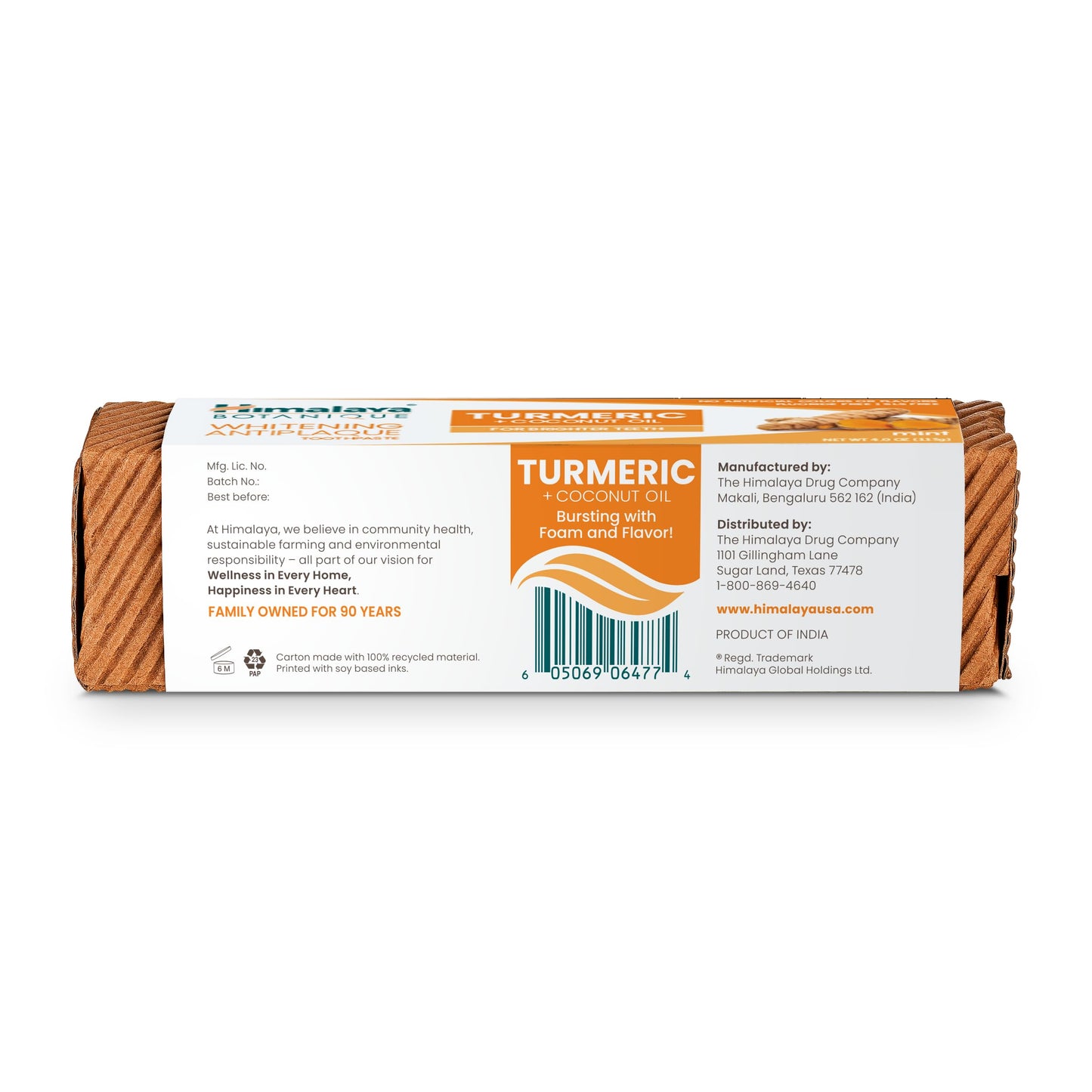 Himalaya Botanique Turmeric & Coconut Oil Whitening Toothpaste – Fluoride Free, Mint | 2 Pack