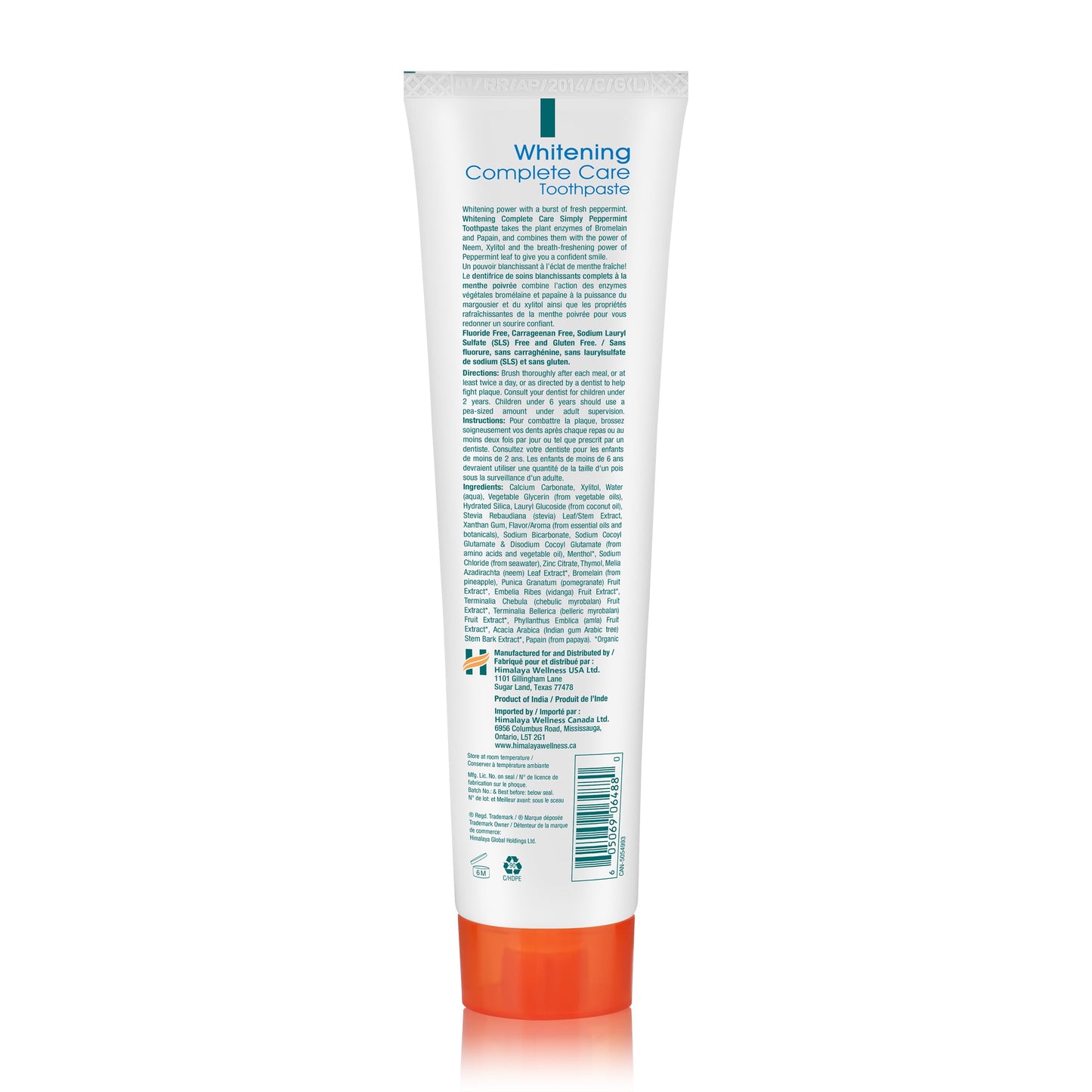 Himalaya Botanique Complete Care Whitening Toothpaste - Simply Peppermint, Fluoride Free | 2 Pack 5.29 oz
