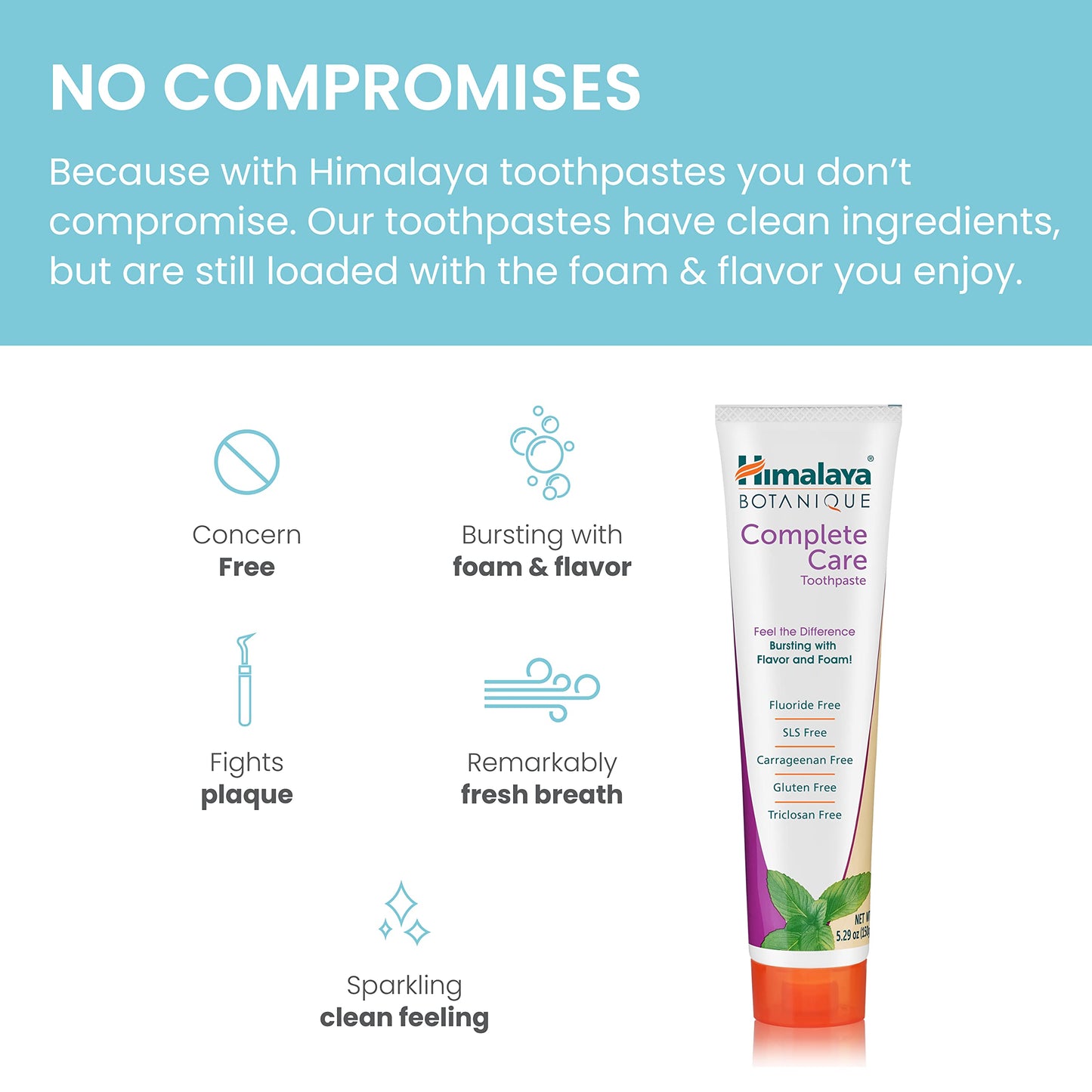 Himalaya Botanique Complete Care Toothpaste – Simply Spearmint, Plaque Reduction, 5.29 oz, 4 Pack