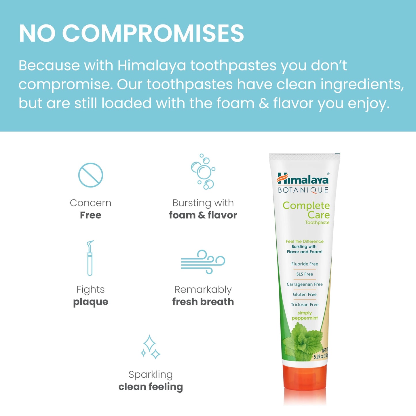 Himalaya Botanique Complete Care Toothpaste – Herbal, Fluoride Free, Peppermint (2 Pack)