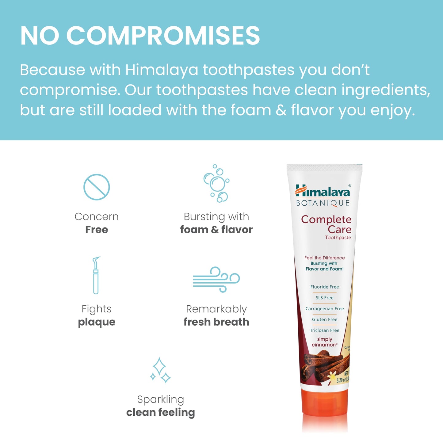 Himalaya Botanique Complete Care Toothpaste - Herbal Cinnamon, Fluoride Free, SLS Free | 2 Pack