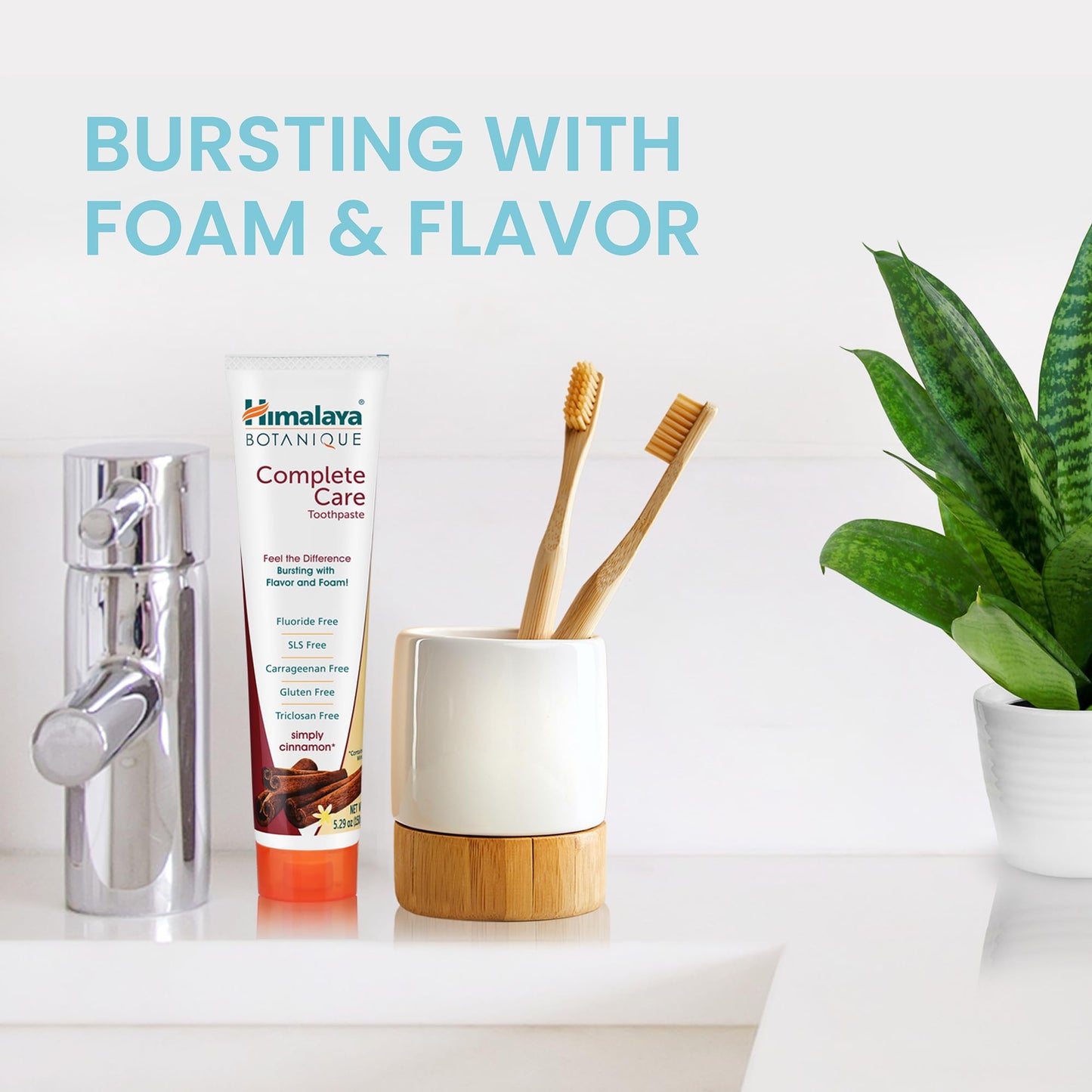 Himalaya Botanique Complete Care Toothpaste - Herbal Cinnamon, Fluoride Free, SLS Free | 2 Pack