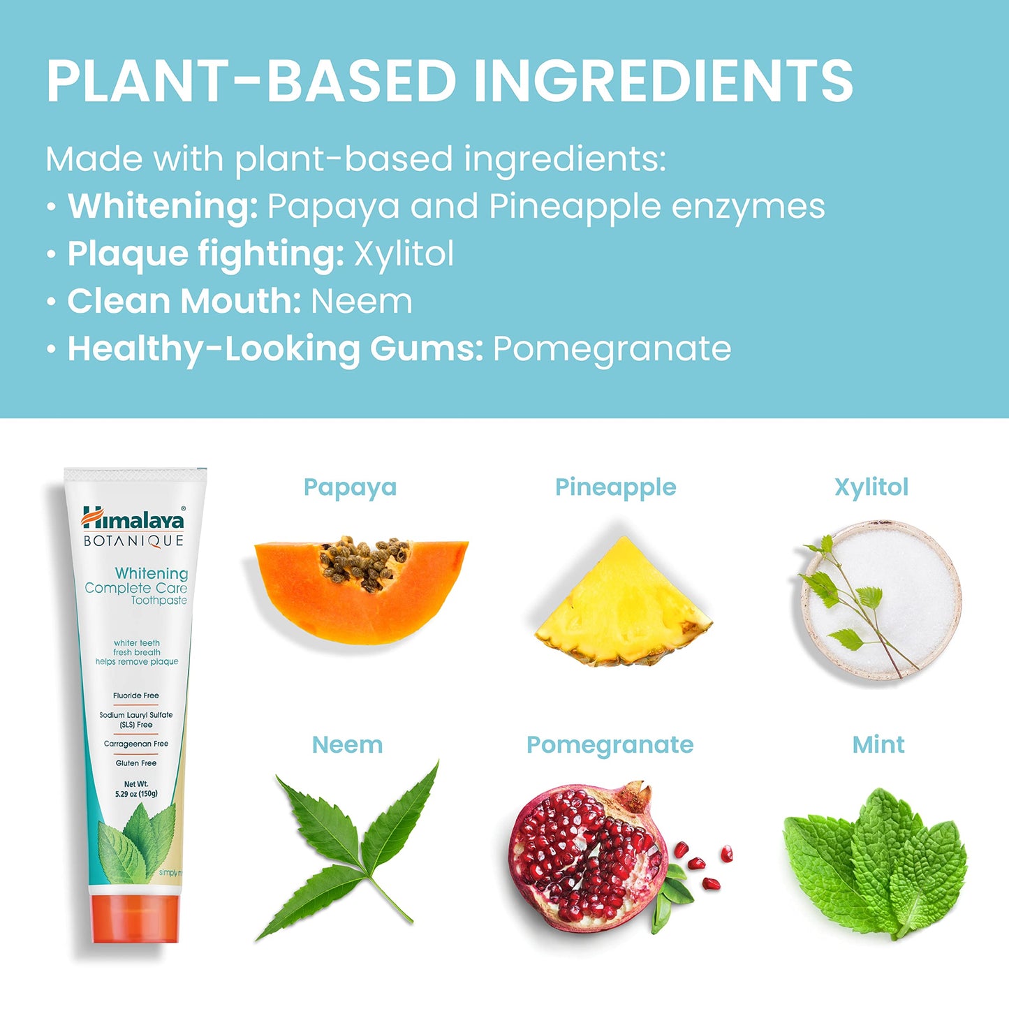 Himalaya Botanique Whitening Toothpaste – Fluoride Free, Mint, 4 Pack