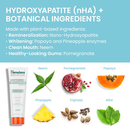 Himalaya Botanique Whitening + Hydroxyapatite Toothpaste - Mint | Vegan & Gluten-Free (Pack of 2)