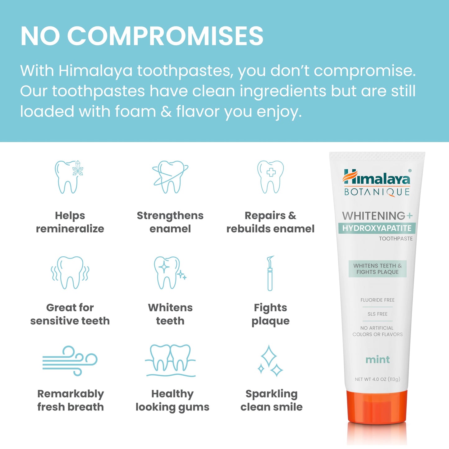 Himalaya Botanique Whitening + Hydroxyapatite Toothpaste - Mint | Vegan & Gluten-Free (Pack of 2)