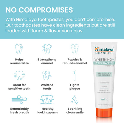 Himalaya Botanique Whitening + Hydroxyapatite Toothpaste - Mint | Vegan & Gluten-Free (Pack of 2)