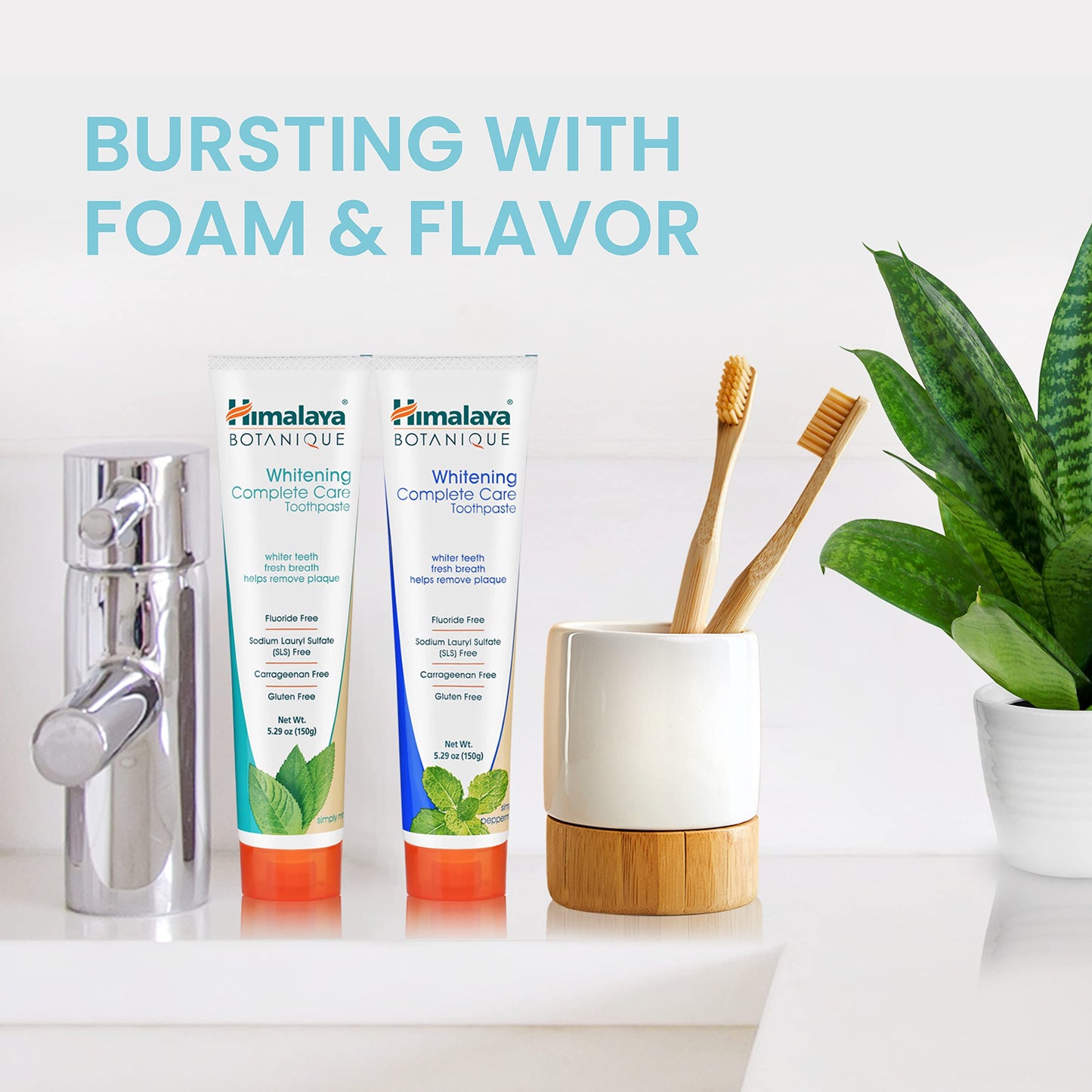Himalaya Botanique Whitening Complete Care Toothpaste – Mint & Peppermint, Fluoride-Free