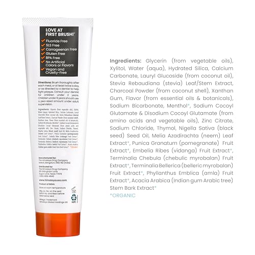 Himalaya Botanique Whitening Antiplaque Toothpaste – Charcoal & Black Seed Oil, Fluoride Free, 4 oz, 2 Pack