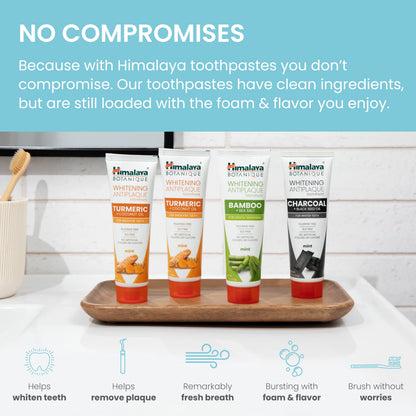 Himalaya Botanique Whitening Antiplaque Toothpaste – Variety Pack Mint (4 x 4 oz) | Fluoride Free, Vegan, Gluten Free