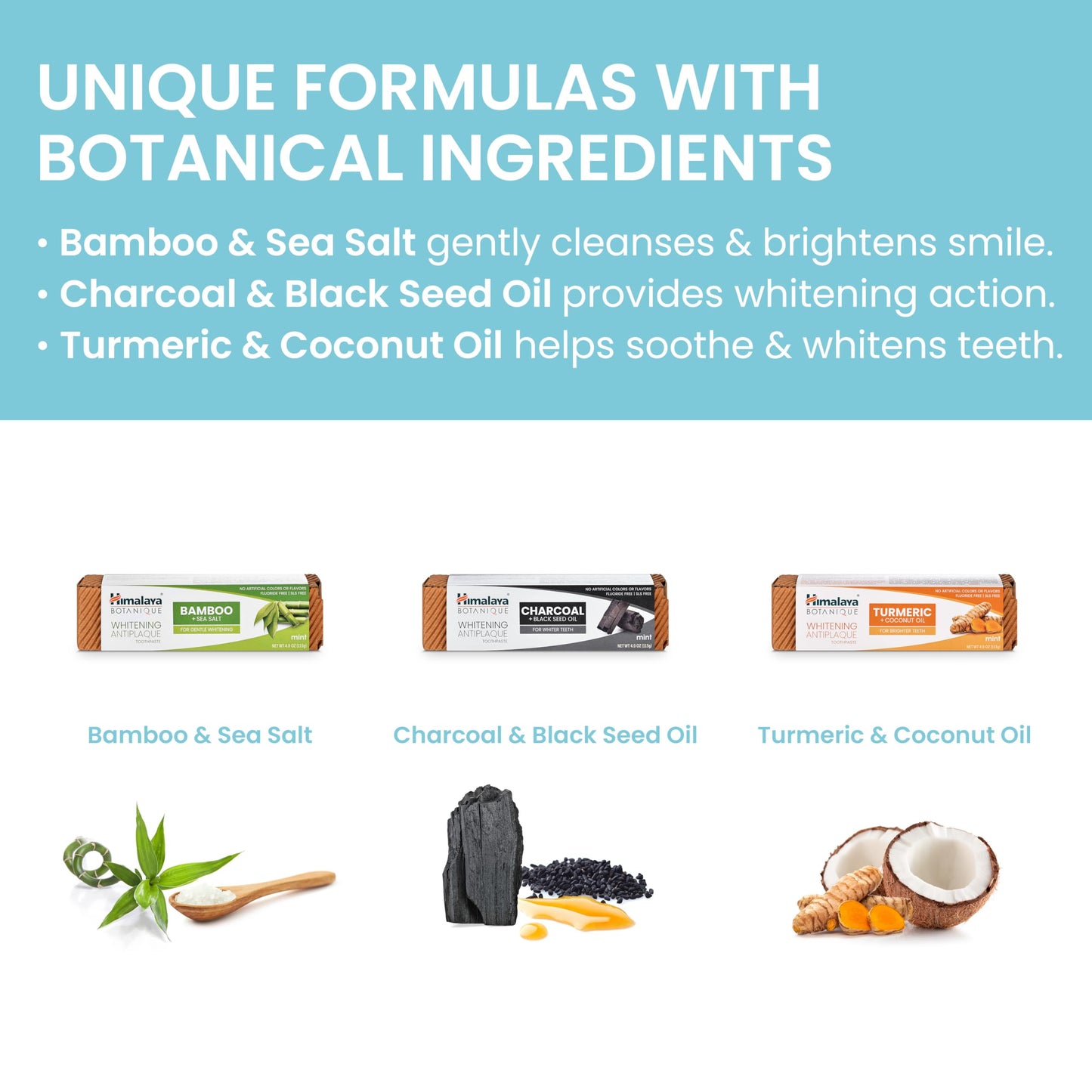 Himalaya Botanique Whitening Antiplaque Toothpaste – Variety Pack Mint (4 x 4 oz) | Fluoride Free, Vegan, Gluten Free