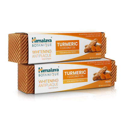 Himalaya Botanique Turmeric & Coconut Oil Whitening Toothpaste – Fluoride Free, Mint | 2 Pack