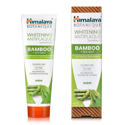 Himalaya Botanique Whitening Antiplaque Toothpaste – Bamboo & Sea Salt, Fluoride Free