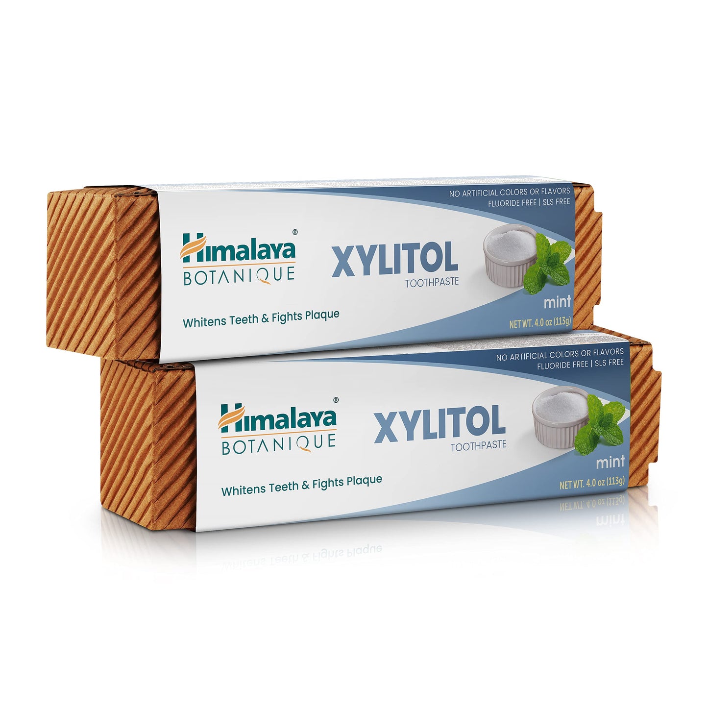Himalaya Botanique Whitening Antiplaque Toothpaste with Xylitol – Fluoride Free, 4 oz, 2 Pack