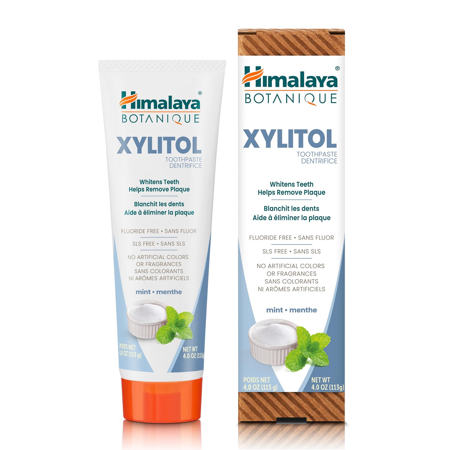 Himalaya Botanique Whitening Antiplaque Toothpaste with Xylitol – Fluoride Free, 4 oz, 2 Pack