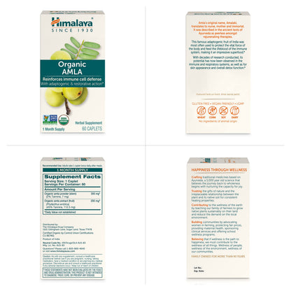 Himalaya Organic Amla - Immune Support, Adaptogen & Antioxidants, 600 mg, 60 Caplets | USDA Organic