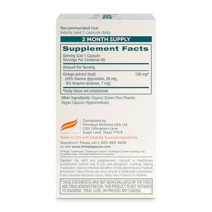 Himalaya Ginkgo Biloba 120 mg | 60 Day Supply | Memory & Focus Support