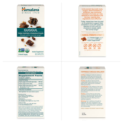 Himalaya Guggul - Cholesterol Support (LDL, HDL & Triglycerides) 750 mg, 60 Vegetarian Capsules, 1 Month Supply, 2 Pack