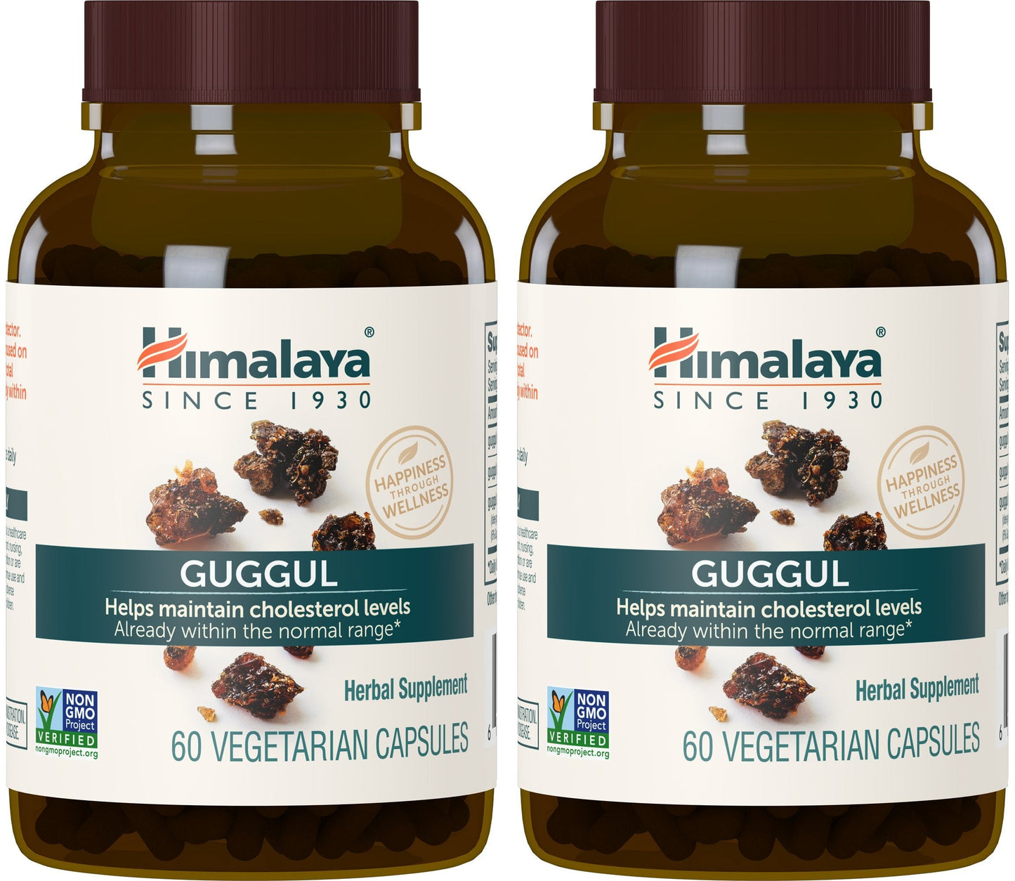 Himalaya Guggul - Cholesterol Support (LDL, HDL & Triglycerides) 750 mg, 60 Vegetarian Capsules, 1 Month Supply, 2 Pack