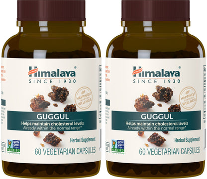 Himalaya Guggul - Cholesterol Support (LDL, HDL & Triglycerides) 750 mg, 60 Vegetarian Capsules, 1 Month Supply, 2 Pack