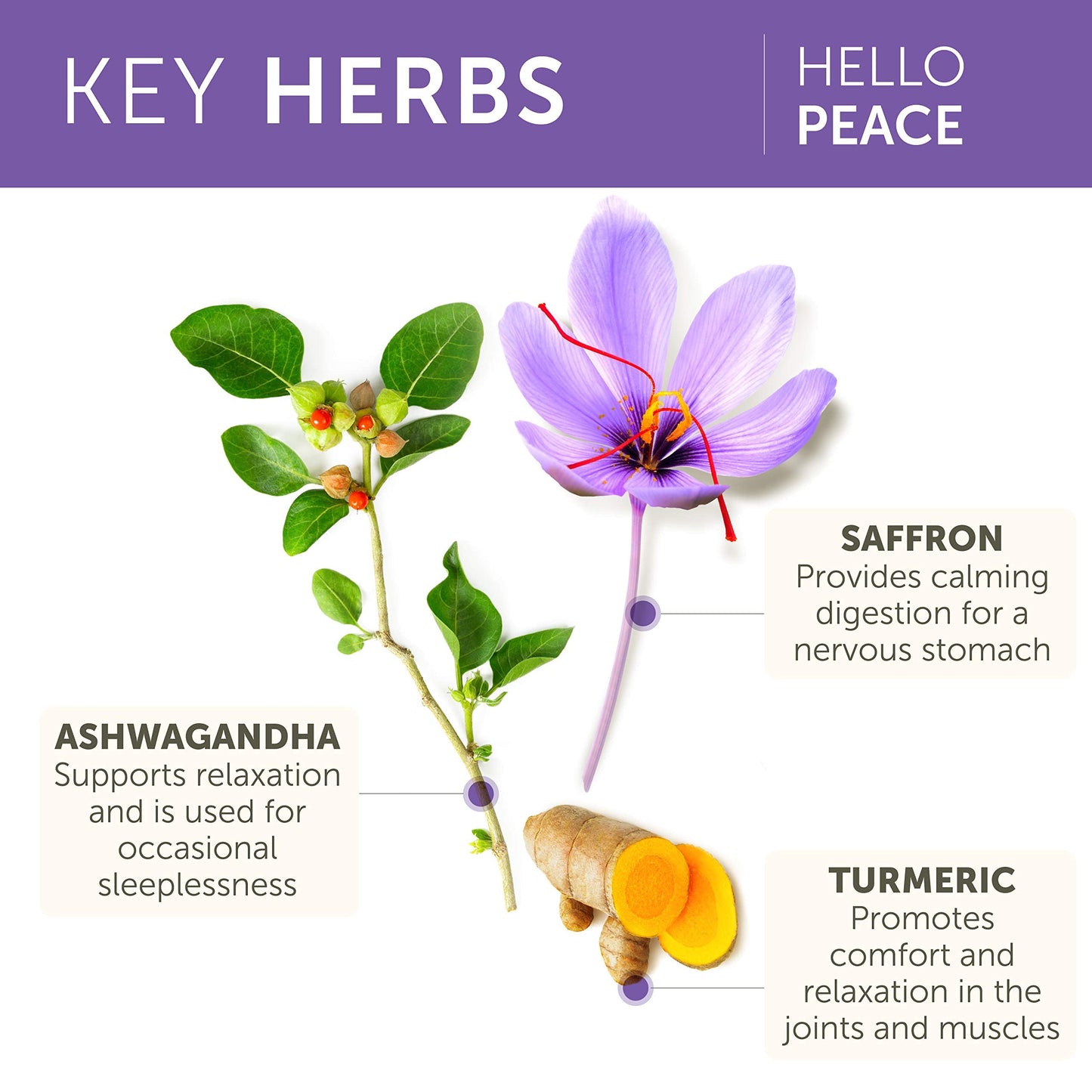 Himalaya Hello Peace - Herbal Stress Relief with Ashwagandha & Turmeric | Adrenal Support