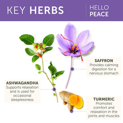 Himalaya Hello Peace - Herbal Stress Relief with Ashwagandha & Turmeric | Adrenal Support
