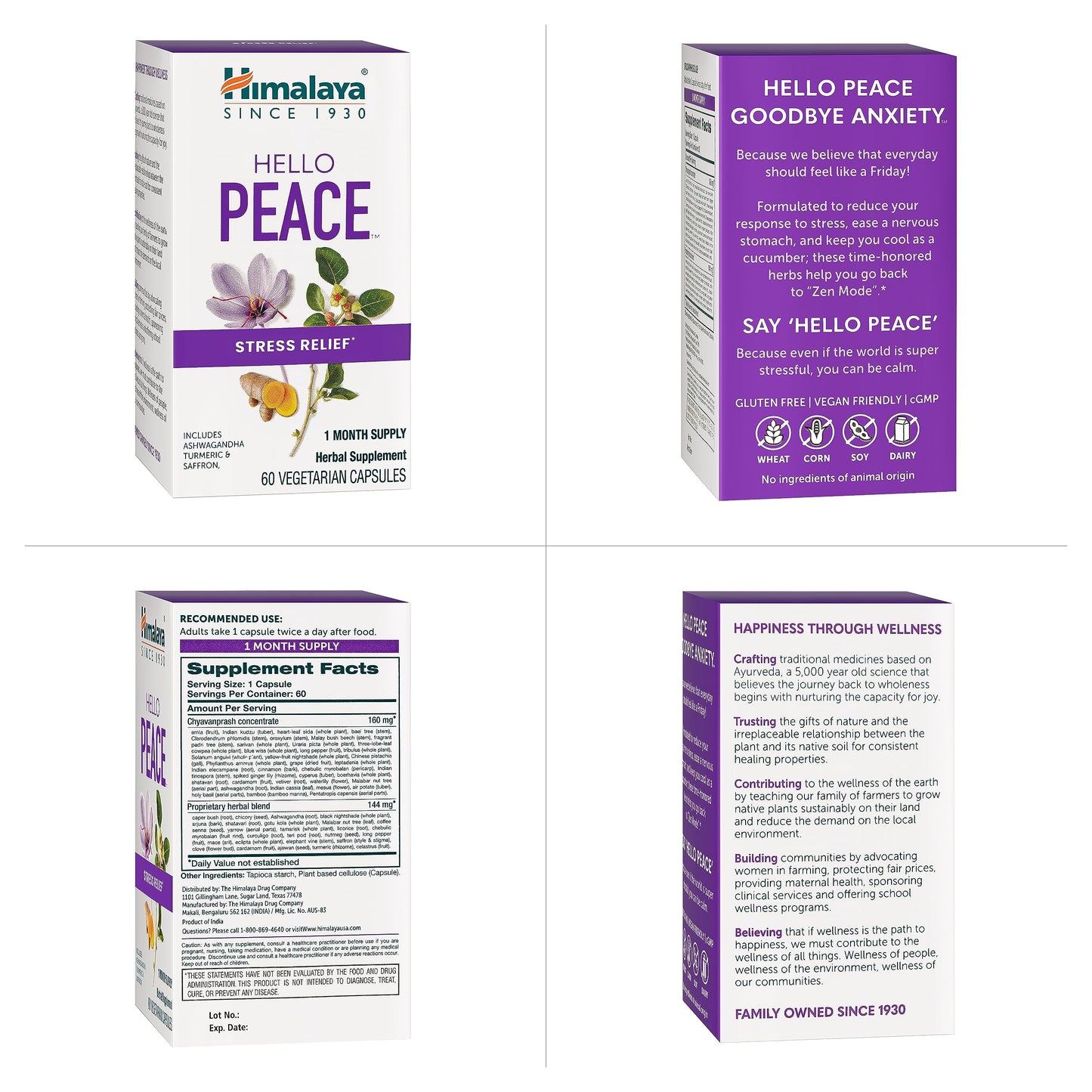 Himalaya Hello Peace - Herbal Stress Relief with Ashwagandha & Turmeric | Adrenal Support