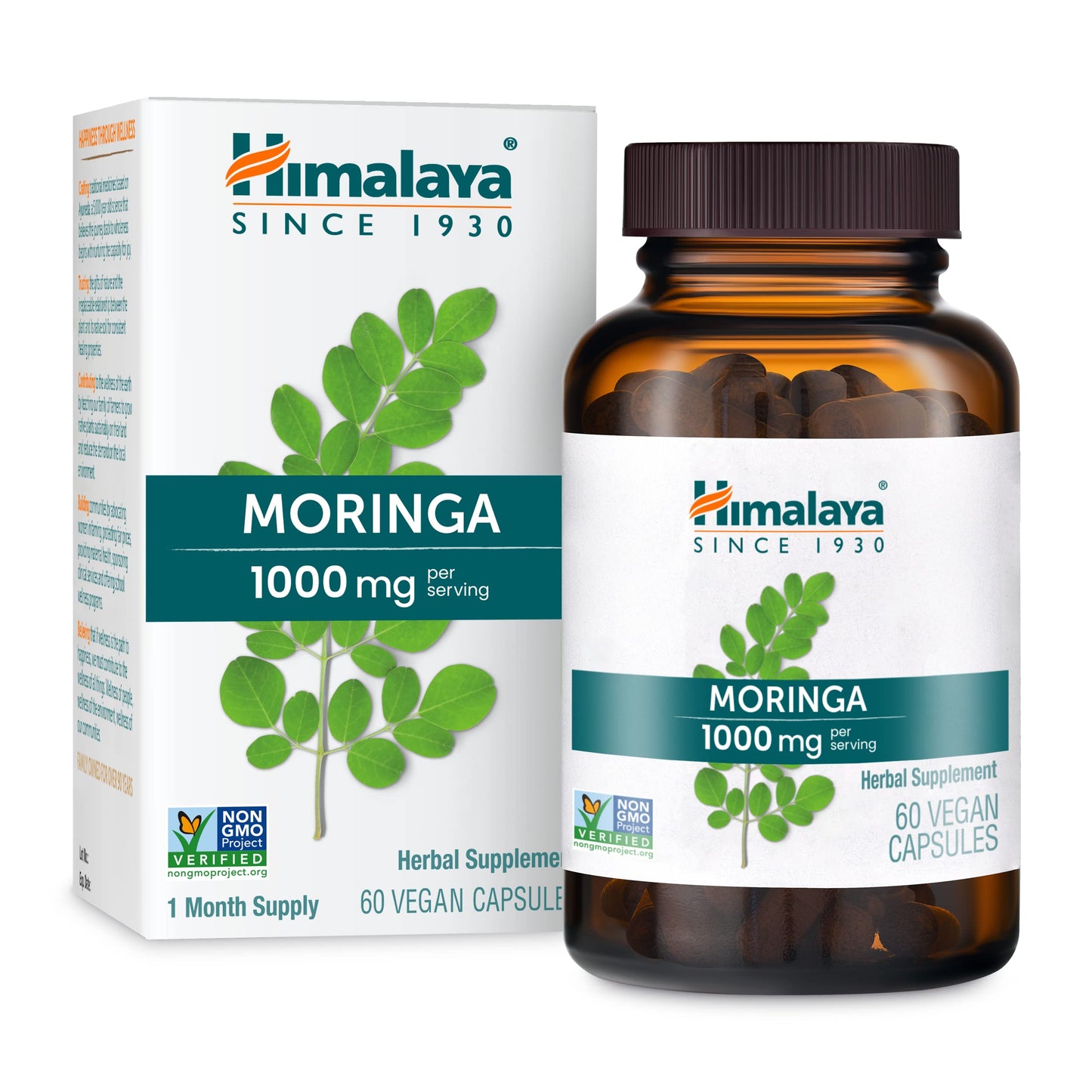 Himalaya Moringa - Herbal Superfood 1000 mg, 60 Capsules | Vegan, Non-GMO, Gluten Free