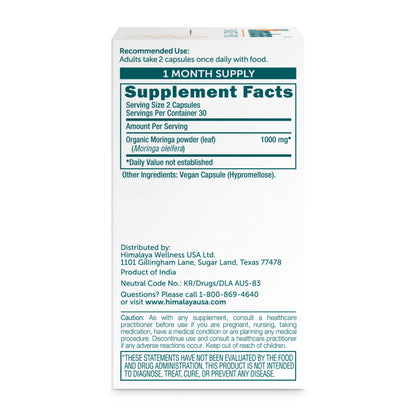 Himalaya Moringa - Herbal Superfood 1000 mg, 60 Capsules | Vegan, Non-GMO, Gluten Free