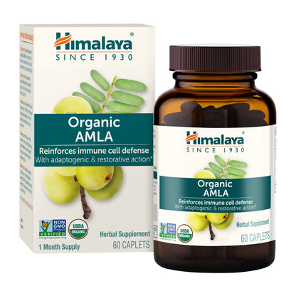 Himalaya Organic Amla - Immune Support, Adaptogen & Antioxidants, 600 mg, 60 Caplets | USDA Organic