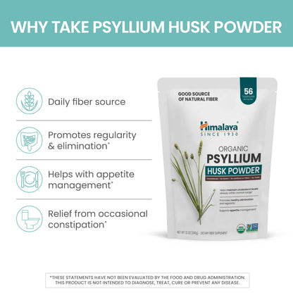 Himalaya Organic Psyllium Husk Powder – Daily Fiber, 12 oz