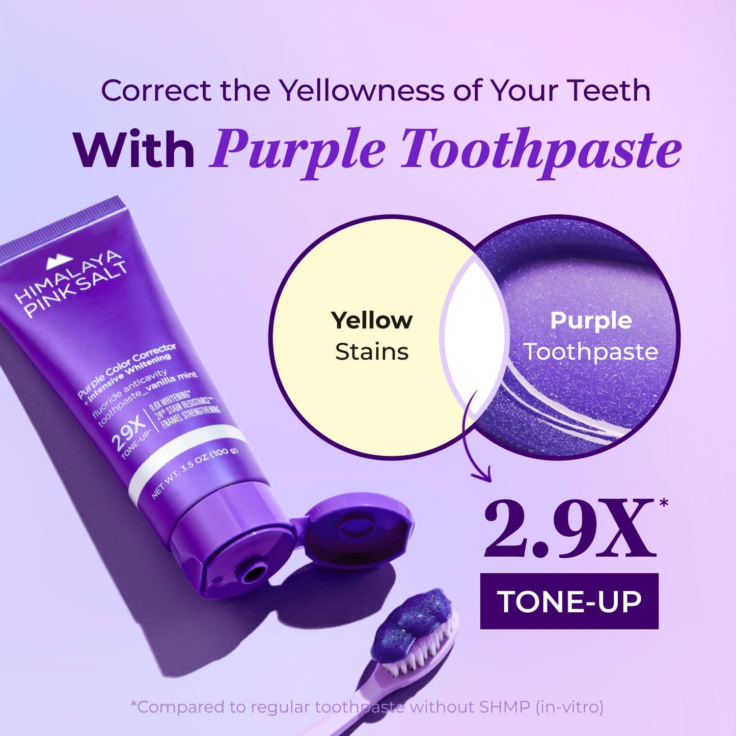 HIMALAYA PINKSALT Purple Whitening Toothpaste – Teeth Whitening, Deep Stain Remover, Vanilla Mint, 3 x 3.5 oz (3 Packs)