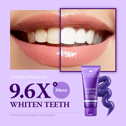 HIMALAYA PINKSALT Purple Whitening Toothpaste – Teeth Whitening, Deep Stain Remover, Vanilla Mint, 3 x 3.5 oz (3 Packs)