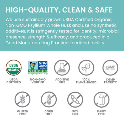 Himalaya Organic Psyllium Whole Husk - Daily Fiber, 12 oz (USDA Organic, Non-GMO)