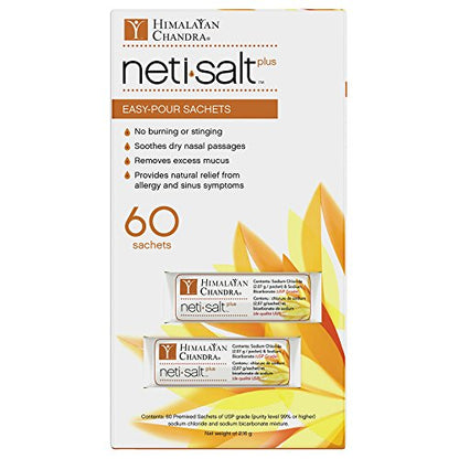 Himalayan Chandra Neti Salt Plus Refill Sachet 60 Count | Gentle Nasal Irrigation