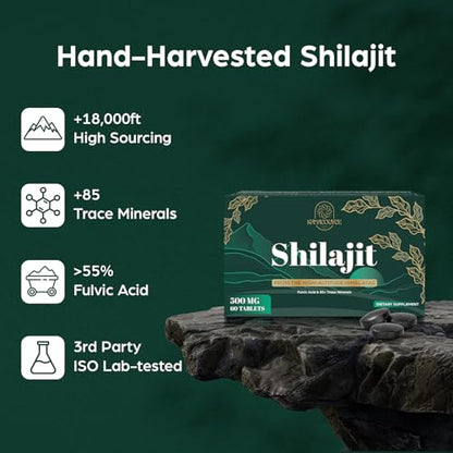 30,000 MG Shilajit Tablets – Himalayan Organic, Fulvic Acid & 85+ Minerals (Lab-Tested) – 120 Count