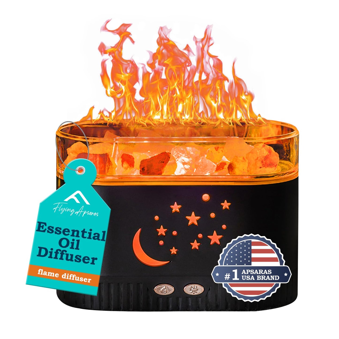 Himalayan Salt Lamp Diffuser 7-Color Flame • 200mL Humidifier & Aroma Diffuser