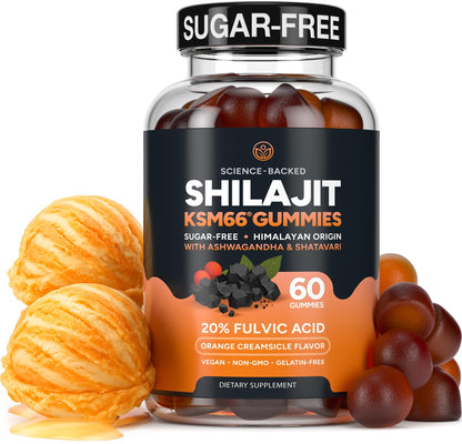 Himalayan Shilajit Gummies with KSM-66 Ashwagandha – Energy Support 60ct