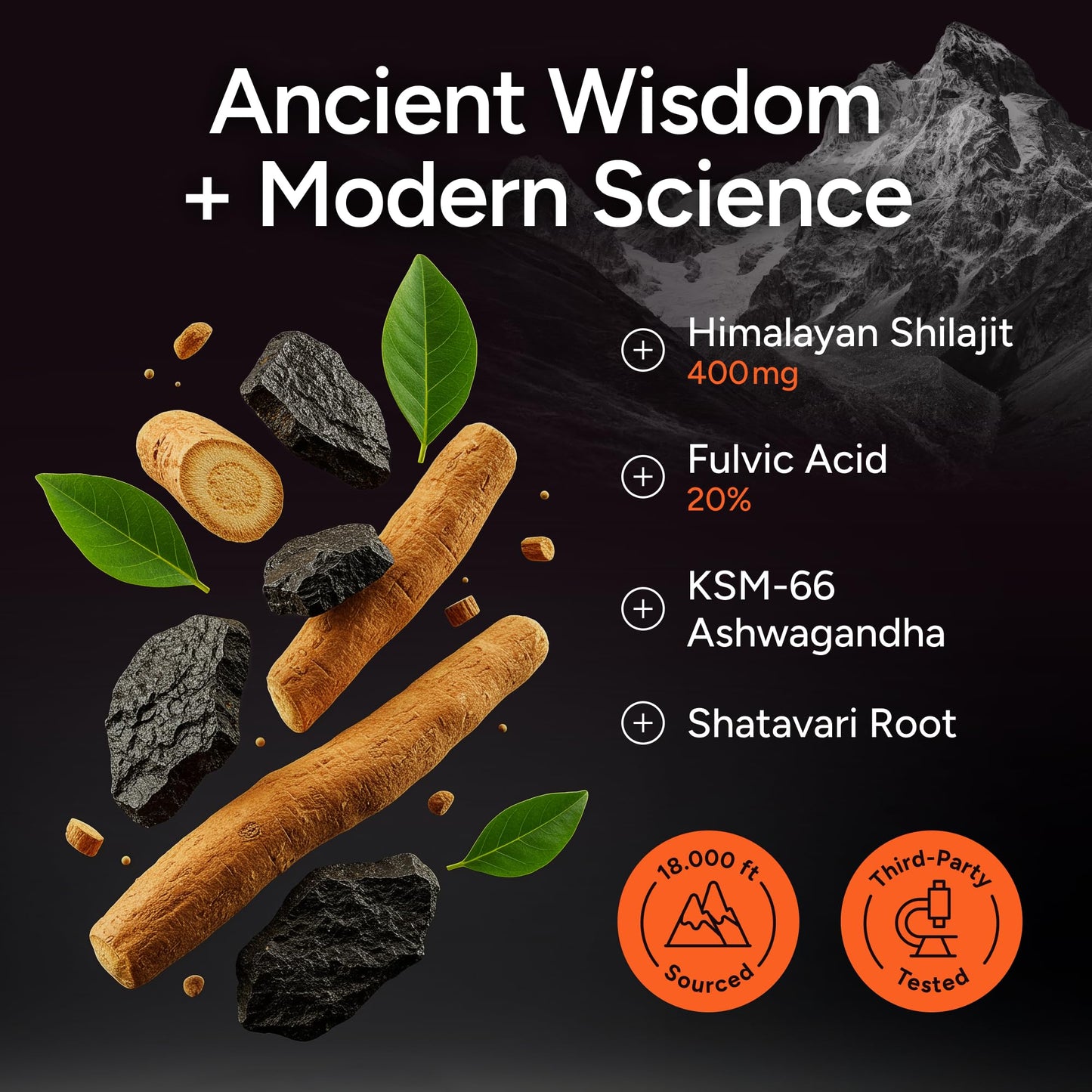 Himalayan Shilajit Gummies with KSM-66 Ashwagandha – Energy Support 60ct