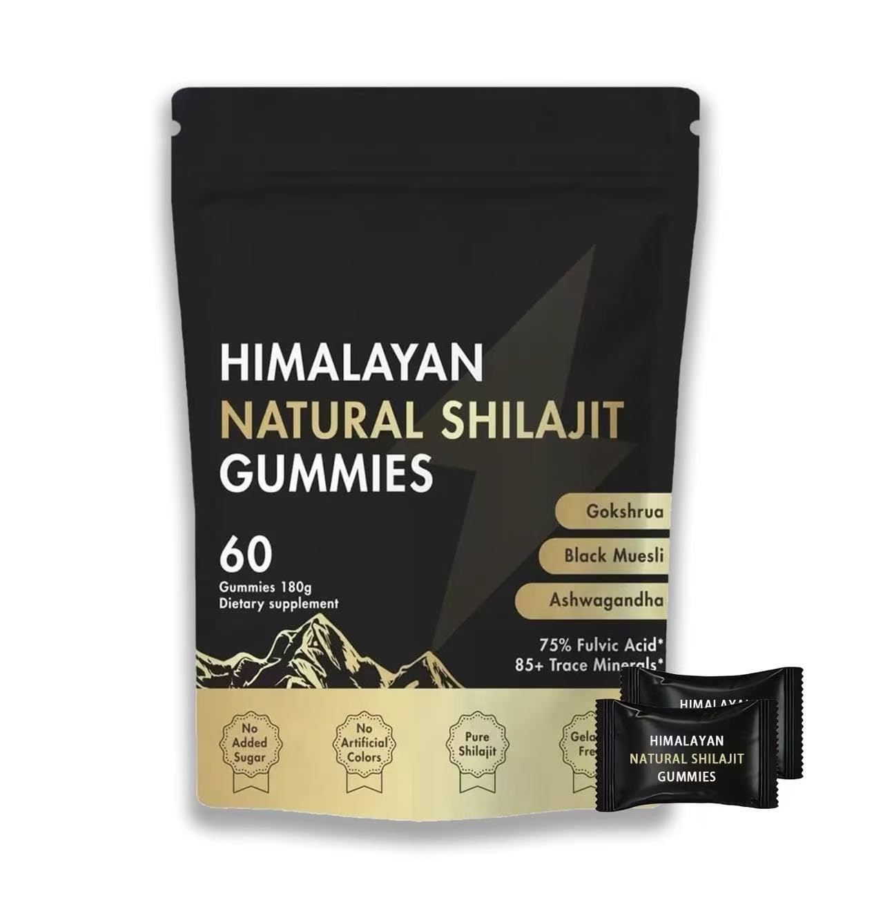 Himalayan Shilajit Gummies with Ashwagandha & Gokshura | 85+ Minerals & Fulvic Acid