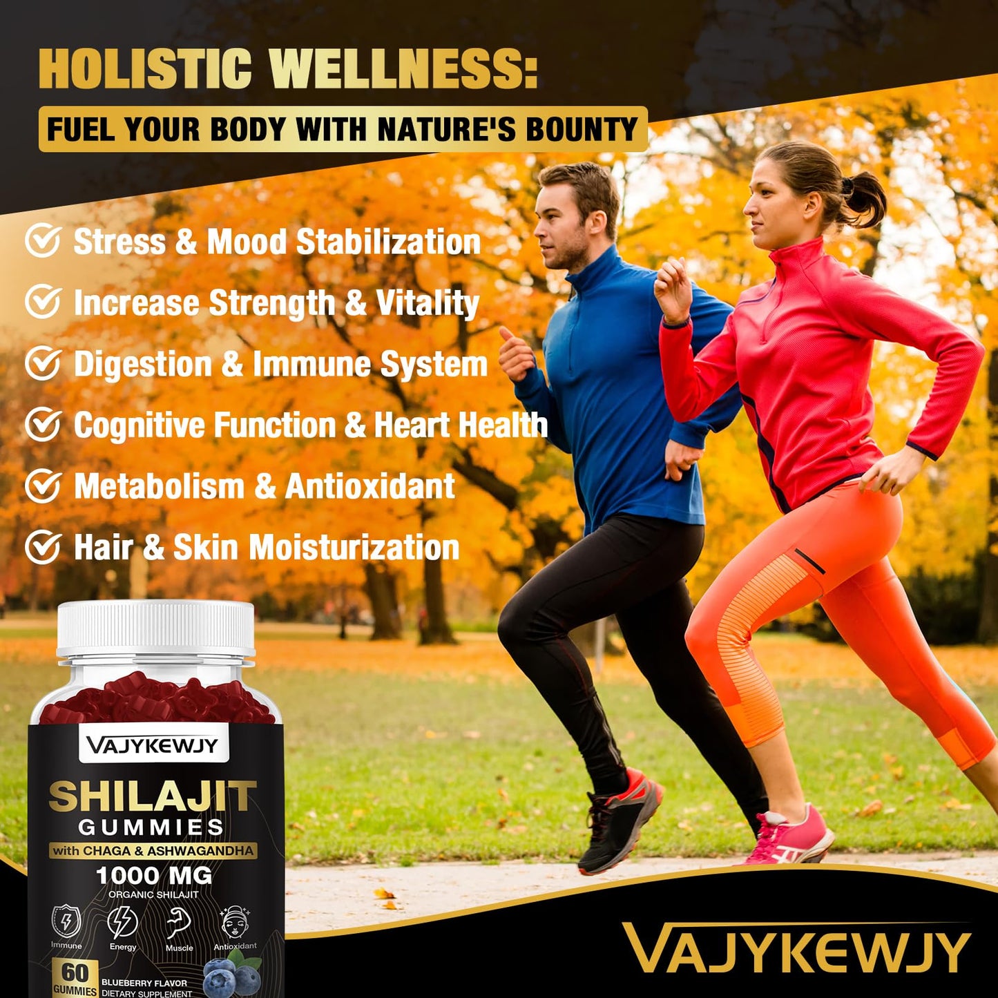 1000 MG Shilajit Gummies – Organic Himalayan Shilajit, 85+ Minerals, 120 Count