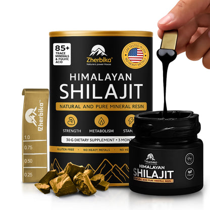 Himalayan Shilajit Resin 300mg – Ultra Gold Grade | 85+ Minerals & 75% Fulvic Acid | Lab Tested | 30g