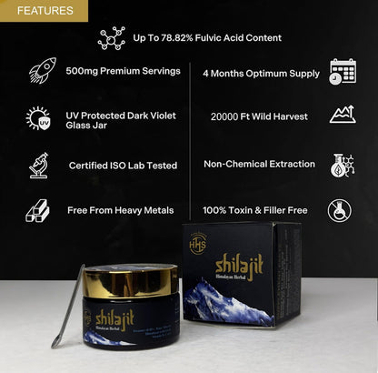 Premium Himalayan Shilajit Resin – Lab-Tested Fulvic Acid & Mineral Complex, 30g Jar