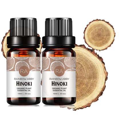 2-Pack Hinoki Essential Oil – 100% Pure Organic Hinoki Oil for Diffuser, Aroma, Massage & Skin Care (2x10ml)