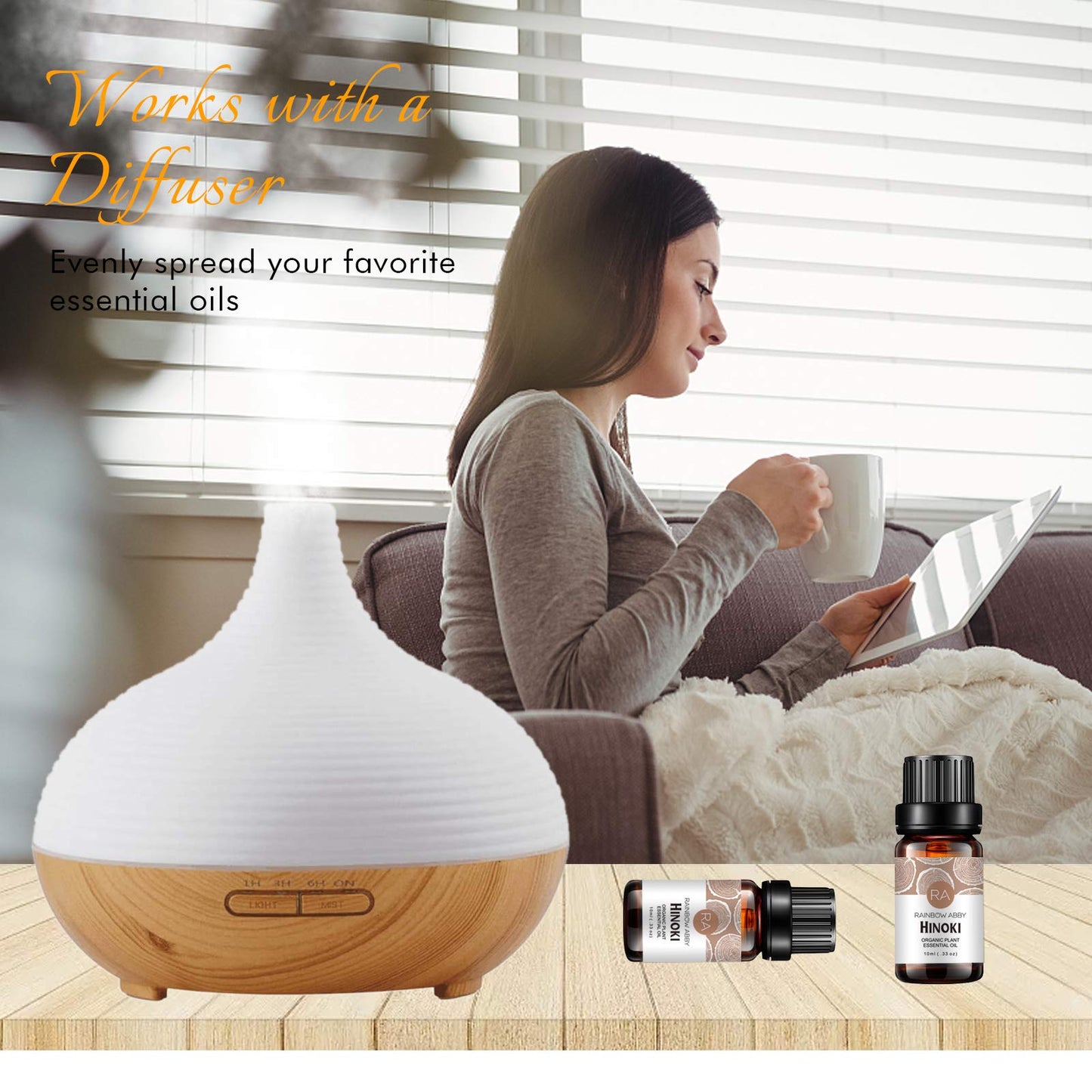 2-Pack Hinoki Essential Oil – 100% Pure Organic Hinoki Oil for Diffuser, Aroma, Massage & Skin Care (2x10ml)