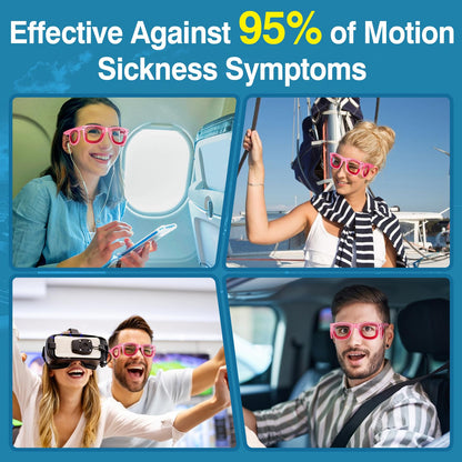 Hion Adult Anti-Motion Sickness Smart Glasses – Ultra-Light Travel Glasses for Cars, Planes, Boats | Pink