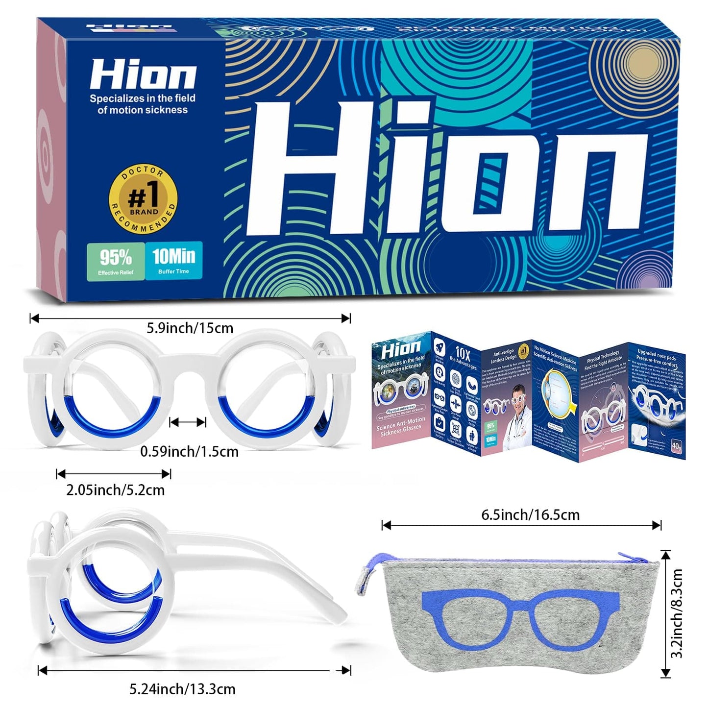 Hion Motion Sickness Glasses — Ultra-Light, Drug-Free Relief for Cars, Seas, and Air Travel
