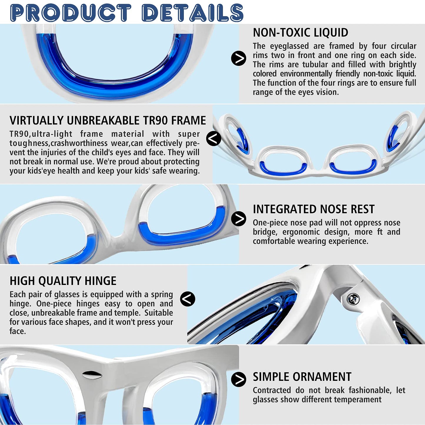 Hion Kids Anti-Motion Sickness Smart Glasses (3-8 Years) – Ultra-Light Travel Glasses for Nausea Relief (White)